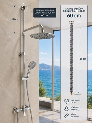 ACAR SU ARMATÜRLERİ Yağmur Duş Kısa Spiral 70 cm Acar 18.07.600