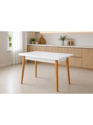 Vivense Avanos Mdf Sabit Mutfak Masası, 70X120 Cm, Beyaz Naturel