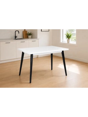 Vivense Avanos Mdf Sabit Mutfak Masası, 70X120 Cm, Beyaz Siyah