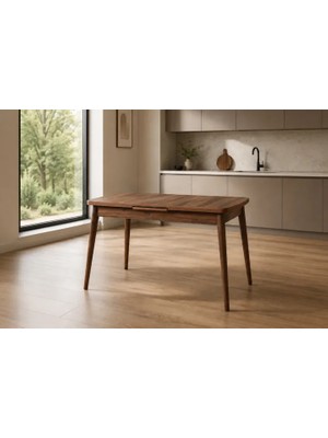 Vivense Avanos Ahşap Ayak Açılır Kapanır Mdf Mutfak Masası, 70X120+30 Cm, Ceviz Ceviz