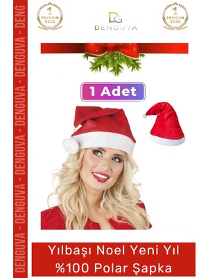 #şapka Kırmızı Yılbaşı Kostüm Aksesuarı Çocuk Yetişkin Şık Noel Baba 100 Polar Şapka 1 Adet