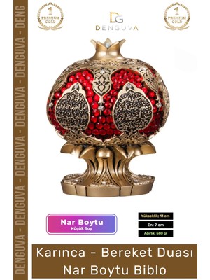 #biblo Nakkaş Polyester Küçük Boy Dekoratif Sarı Obje Şık Hediyelik Ayetel Kürsi Bereket Nar Boytu Biblo