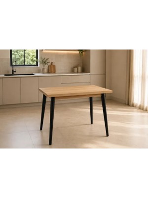 Vivense Avanos Mdf Sabit Mutfak Masası, 60X90 Cm, Naturel Siyah