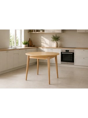 Vivense Avanos Yuvarlak Sabit Mdf Mutfak Masası, Q90 Cm, Naturel Naturel