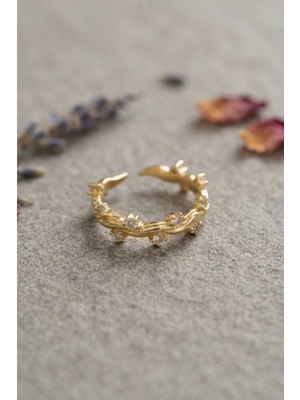 Sepetopia Gold Renk Zirkon Taşlı Sarmaşık Model Kadın Yüzük