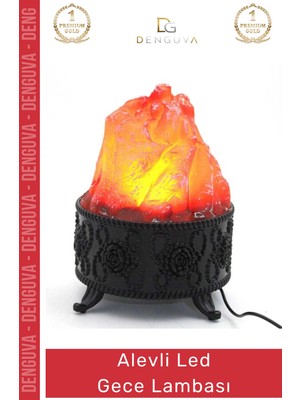 #lamba Pilli Priz Fişli 20X35 cm Klasik Şık Iç Mekan Aydınlatma Dekoratif Alevli LED Lamba