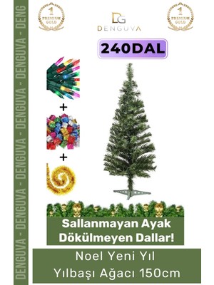 #yılbaşıağacı Kaliteli Dekoratif Lüks Yılbaşı Çam Ağacı Sık Yapraklı Yeşil Noel Paket 150 cm 240 Dal
