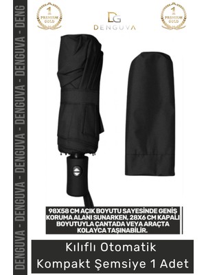 #şemsiye Kılıflı Otomatik Su Geçirmez 8 Telli Rüzgara Dayanıklı Şık Ergonomik Kompakt Yağmur Şems