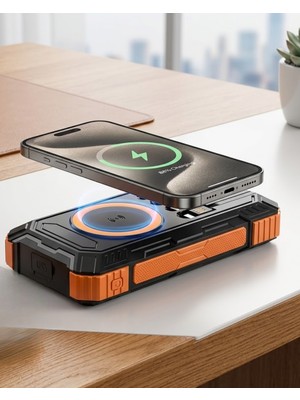 Teknoparkx Güneş Enerjili Powerbank 20000 Mah Kablosuz ve Hızlı Şarj Destekli Taşınabilir Şarj Cihazı