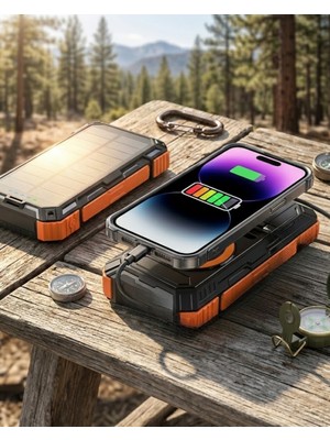 Teknoparkx 20000 Mah Solar Powerbank Kablosuz Şarj Özellikli Kamp ve Seyahat Için Taşınabilir Güç Kayna