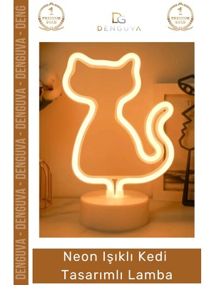 #neonlamba Dekoratif Modern Neon LED Gece Masa Lambası Hediye Estetik Işıklı Kedi Tasarımlı Lamba