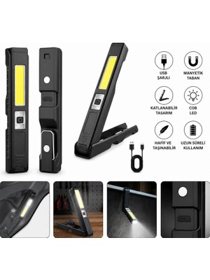 Marsilyan GS-2070 30W Şarjlı Mıknatıslı Katlanabilir LED Çalışma Tamirci Feneri