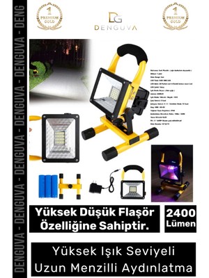 #projektör 30W Cob LED 2400 Lümen IP44 Su Geçirmez Sos Modlu Taşınabilir Kamp Şarjlı Spot Lamba Projektör