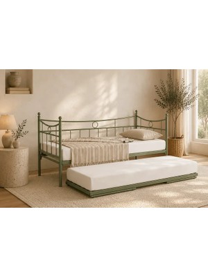Vivense Daily Daybed Metal Yavrulu Karyola, Yeşil, 90X200