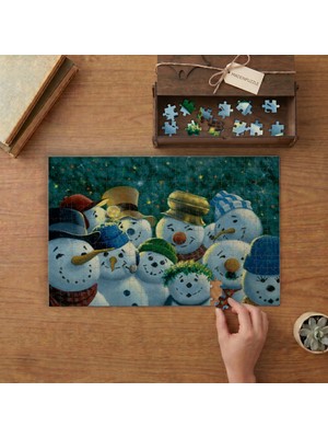 Punto Dizayn Sevimli Kardan Adamlar Tasarımı 240 Parça Ahşap Puzzle Ahşap Kutuda MPY10495