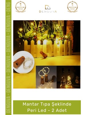 #led Gün Işığı Dekoratif Şişe Içi Pilli Şık Ambiyans Işık Mantar Tıpa Şeklinde Peri LED - 2 Adet