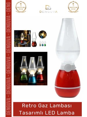 #ledlamba Nostaljik Şarjlı USB Üfleme Sensörlü Dimmerli Masa Retro Gaz Lambası Tasarımlı LED Lamba - 1 Adet