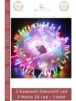 #led Dekoratif Tasarım Çok Renkli Dinamik Estetik 2 Kademeli Şeffaf Kablo 3m 20 LED Rgb