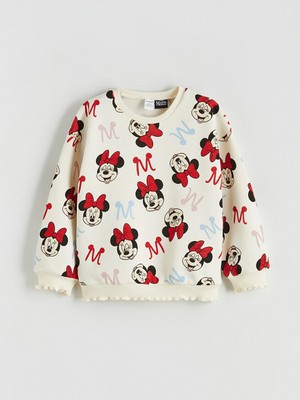 Lc Waikiki Yeni Sezon Minnie Mouse Baskılı Kız Çocuk Kalın Sweatshirt