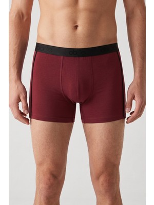 Obje Erkek Bordo Likra Cotton Boxer