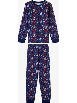 Penti Erkek Çocuk Lacivert Style Repeat Pamuklu Uzun Kollu Pijama Takımı