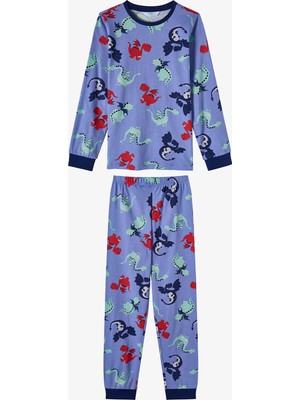 Penti Erkek Çocuk Lila Dragon Repeat Pamuklu Uzun Kollu Pijama Takımı