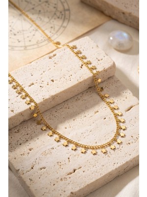 Uravas Store Gold Renk Yıldız Pul Model 60 cm Kadın Kolye