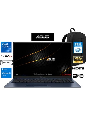Asus vivobook 15 X1504VA Intel Core 5 120U 16GB Ddr5 1tb SSD Windows 11 Home 15.6" Fhd Taşınabilir Bilgisayar Prestij Çanta