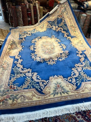 RD Ramazan Dağ El Halı Sanatı El Dokuma Kabartmalı Çin Halısı Birinci Sınıf Kalite Pamuk Saçak Üzerine Yün Dokuma Mavi Renk Ebat 363X274