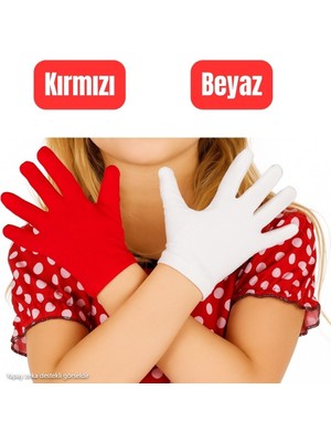Unisex Çocuk Kırmızı Beyaz Renk & Bando & Pandomim & Gösteri & Merasim Eldiveni & 23 Nisan & 19 Mayıs & 29 Ekim