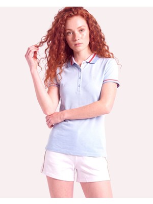 Piero Perla Kadın Pp Eva Nakış Detaylı Ayaksız Yaka Slim Fit Polo Yaka T-Shirt