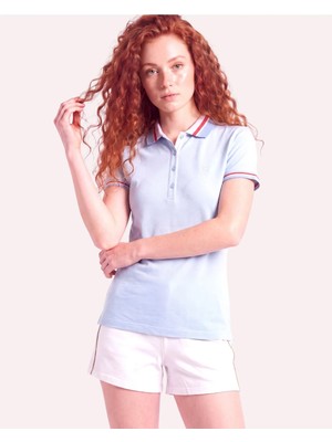 Piero Perla Kadın Pp Eva Nakış Detaylı Ayaksız Yaka Slim Fit Polo Yaka T-Shirt