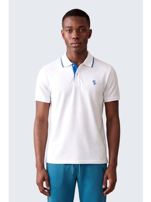 Piero Perla Erkek Eva Nakış Detaylı Ayaksız Triko Yaka Slim Fit Kıvrılmaz Yaka Polo T-Shirt