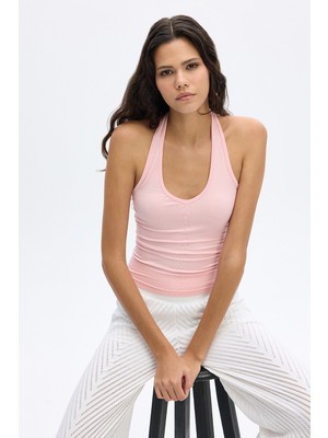 SubTone Boyundan Geçmeli Dikişsiz Top Pastel Pembe