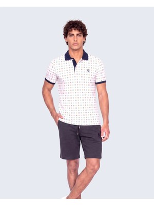 Piero Perla Erkek Metraj Baskı Detaylı Slim Fit Polo Yaka T-Shirt
