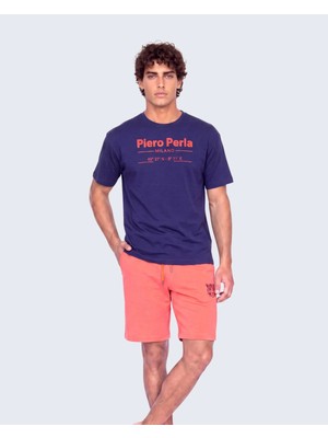 Piero Perla Erkek Bisiklet Yaka Milano Koordinat Baskı Detaylı Oversize Fit T-Shirt
