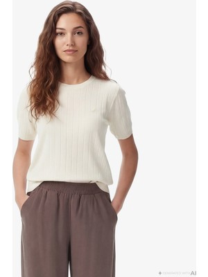 Nautica Kadın Krem Slim Fit Triko 65S113T.1MA