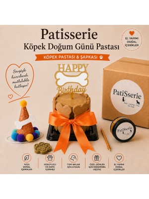 Patisserie Store Happy Orange Kit Köpekler İçin Doğum Günü Seti 8 cm Pasta ve Şapka