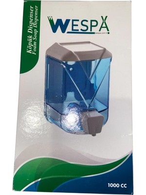 Nacario Wespa Köpük Sabunluk, Şeffaf Mavi, 1000CC Kapasiteli, Duvara Monte Edilebilir Sıvı Sabun Dispenseri
