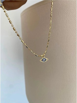 Bade Jewelry Fd Vip Gold Lacivert Göz Detaylı Kararmaz Çelik Şık Halhal