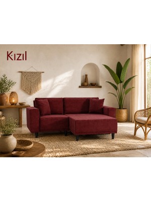 Rolivs Rivol K60 + Uz Modüler Köşe Koltuk Kızıl 190 x 165 cm