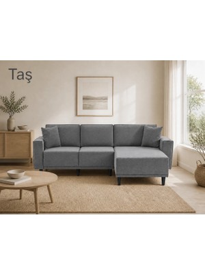 Rolivs Rivol K60 + J60 + Uz Modüler Köşe Koltuk Taş 250 x 165 cm