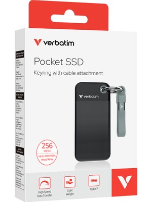 Verbatim 256GB Pocket Mini Taşınabilir SSD USB 3.2 - 1000MB/S-1000MB/S Siyah/gri Kablo Dahil (32415)