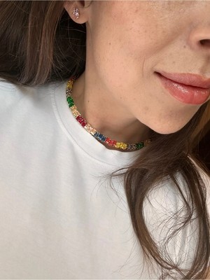 Bade Jewelry Vip Renkli Su Yolu Tasarım Şık Choker Kolye