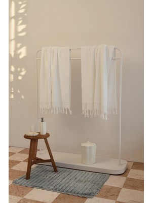 İrya Ege %100 Pamuk 2'li Banyo Havlu Seti 80X150 cm Bright Ecru