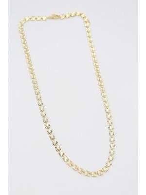 Bade Jewelry Vip Gold Yıldız Motifli Kare Plaka Tasarım Şık Kararmaz Çelik Kolye 45+5 cm