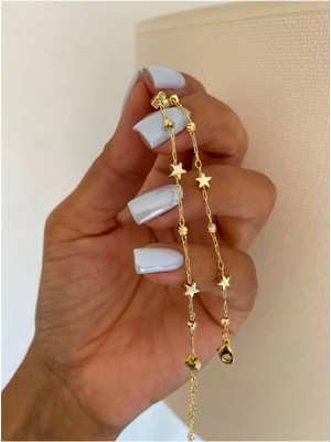 Bade Jewelry Fd Vip Gold Dorika&yıldız Sıralı Kararmaz Çelik Şık Halhal