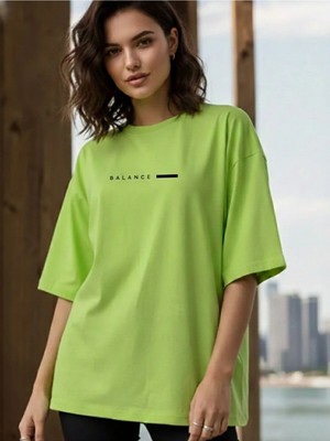 Kozz Style   Unisex Lime Balance Baskılı Tişört