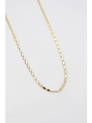 Bade Jewelry Vip Gold Oval Tasarım Şık Kararmaz Çelik Zarif Kolye 45 cm