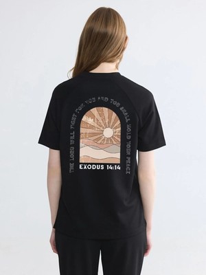 Kozz Style Kadın Siyah Exodus Baskılı Pamuklu Tişört